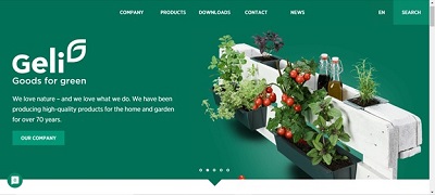 Picture of a gardening website with natural coloration