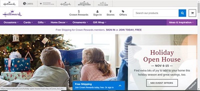 Picture of the Hallmark website.