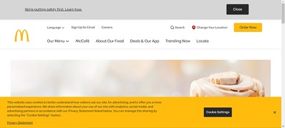 Picture of a fast food restaurant website.