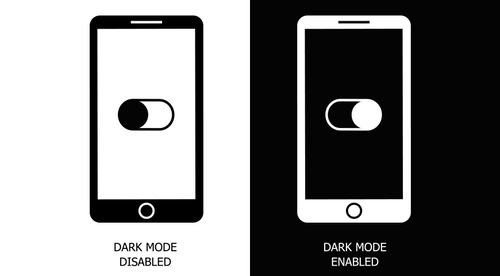 Dark and light modes on a mobile phone