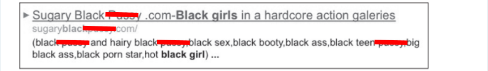 The first result to show up when Noble searched 'black girls' is an explicist porn site