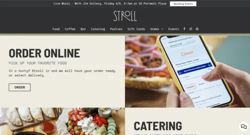 Image of Stroll cafe webiste homepage