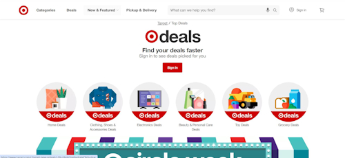 Picture of Target's website.